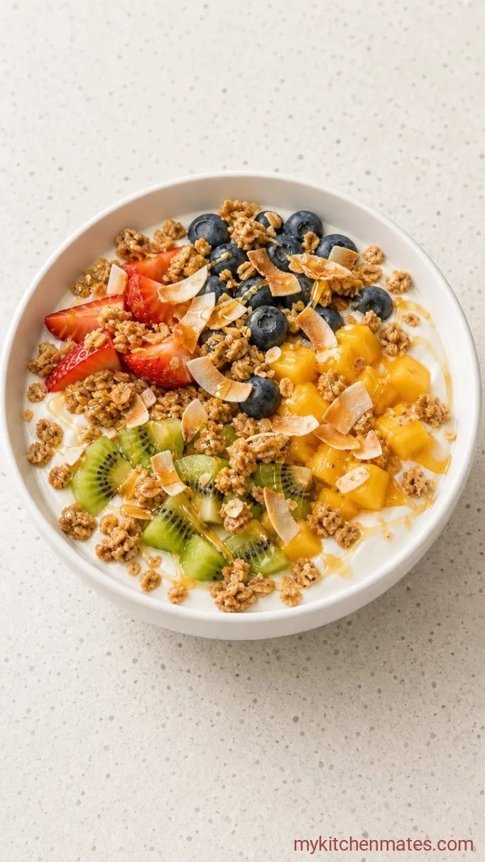 5-Minute Coconut Yogurt Bowl with Fresh Fruit Step 3: Add the Crunch and Drizzle