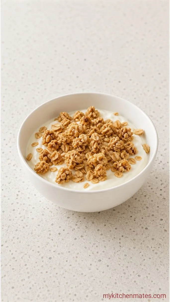 15-Minute Blueberry Yogurt Bowl with Warm Compote Step 3: Add the Crunchy Granola