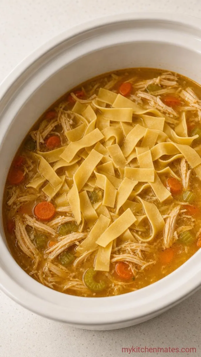 Easy Crockpot Chicken Noodle Soup Step 3: Add the Noodles