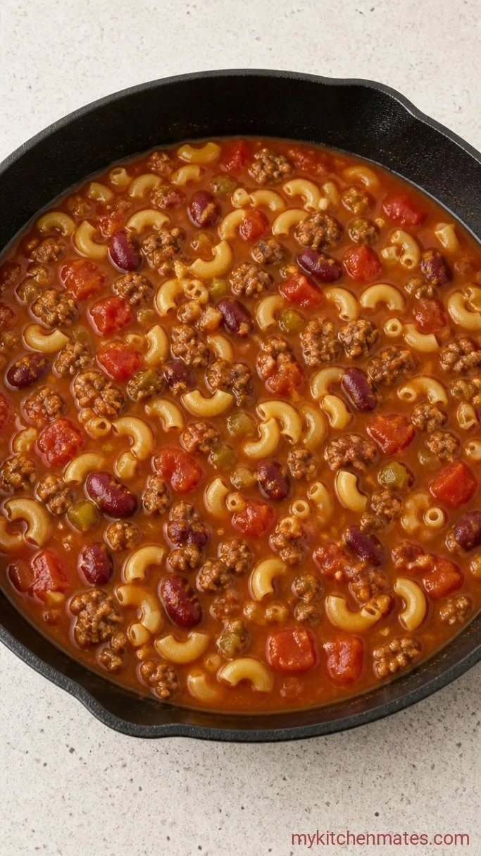 30-Minute One-Pot Cheesy Chili Mac Step 3: Add the Pasta and Broth