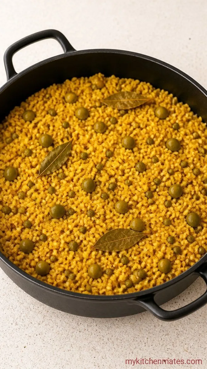 Arroz con Gandules: 30-Minute Puerto Rican Rice with Sofrito and Pigeon Peas Step 3: Add the Potted Peas and Simmer