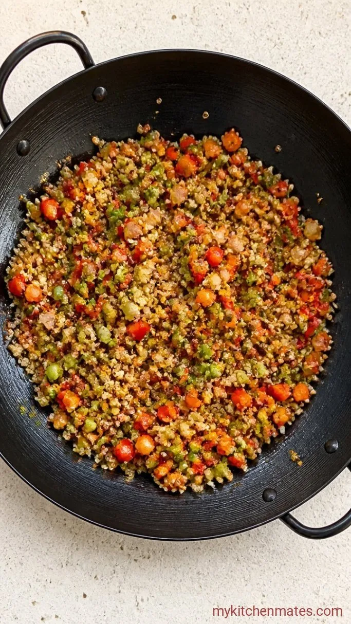 Quick Quinoa Fried Rice Step 3: Add the Quinoa and Crisp
