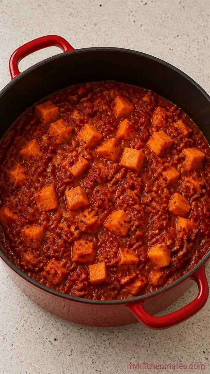 Step 3: Add the Sweet Potatoes and Tomatoes