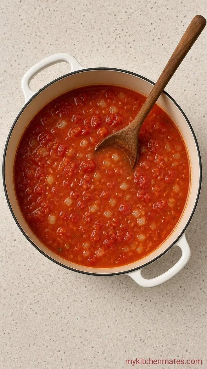 Step 3: Add the Tomatoes and Stock