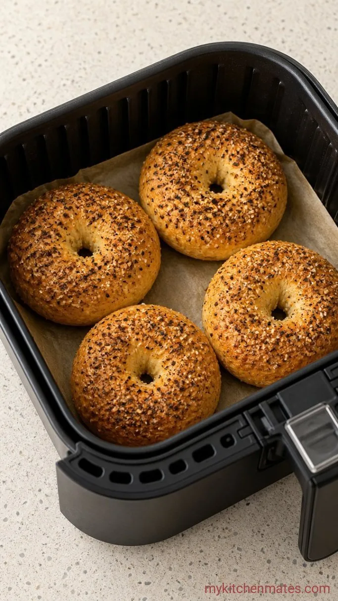 2-Ingredient Air Fryer Cottage Cheese Bagels Step 3: Air Fry the Bagels