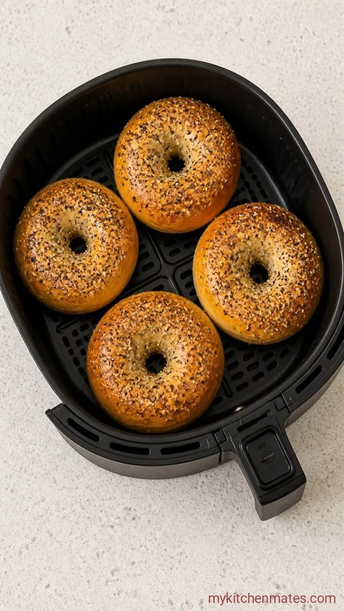 Quick 2-Ingredient Air Fryer Bagels Step 3: Air Fry the Bagels