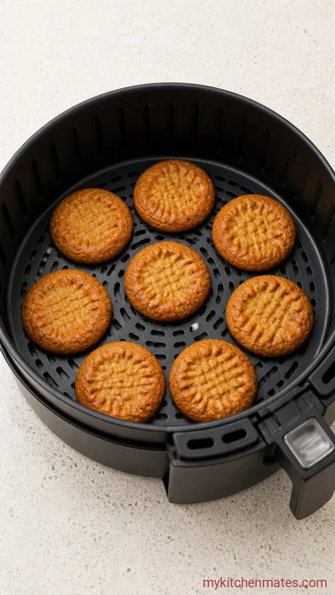 3-Ingredient Air Fryer Peanut Butter Cookies Step 3: Air Fry the Cookies