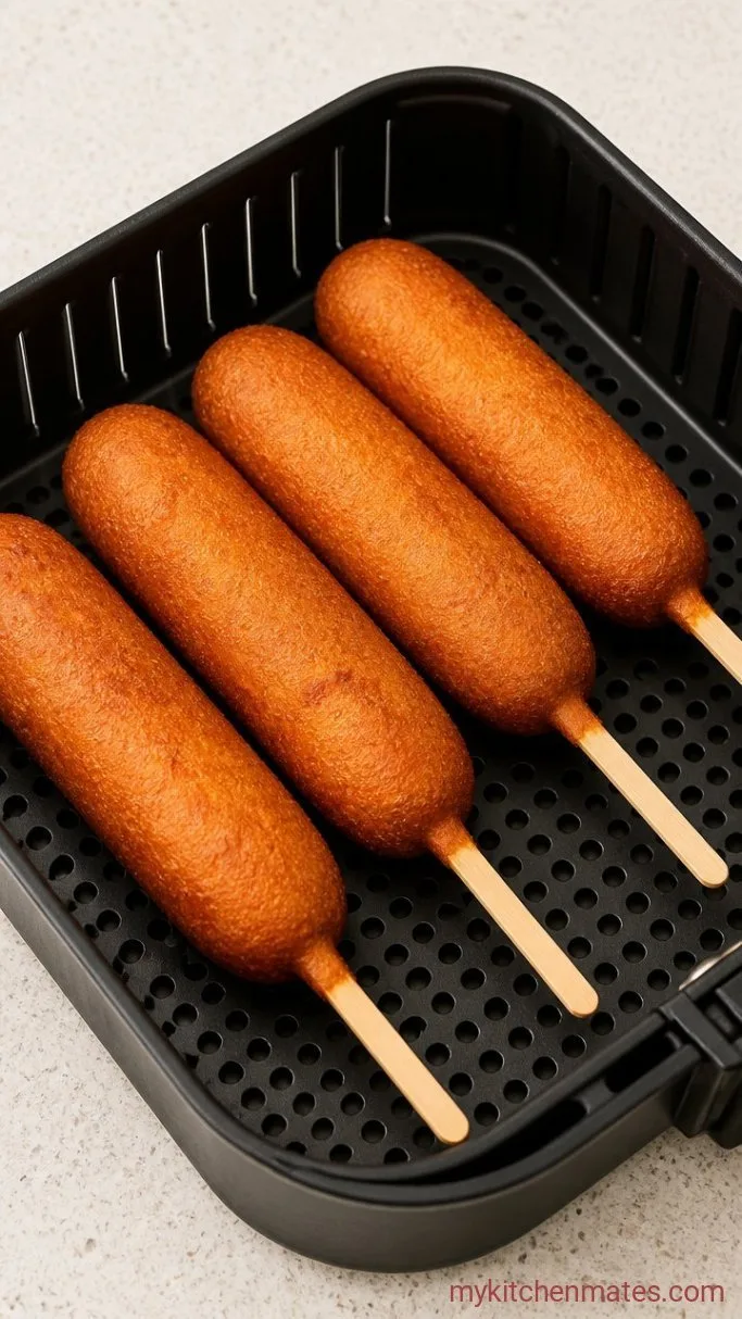 Crispy Air Fryer Corn Dogs (Ready in 20 Minutes) Step 3: Air Fry the Corn Dogs