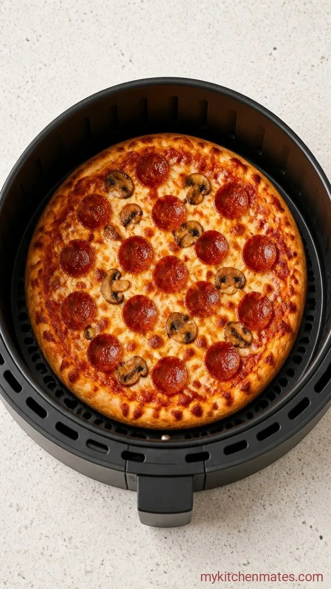 Crispy Air Fryer Pizza in 10 Minutes Step 3: Air Fry Until Crispy