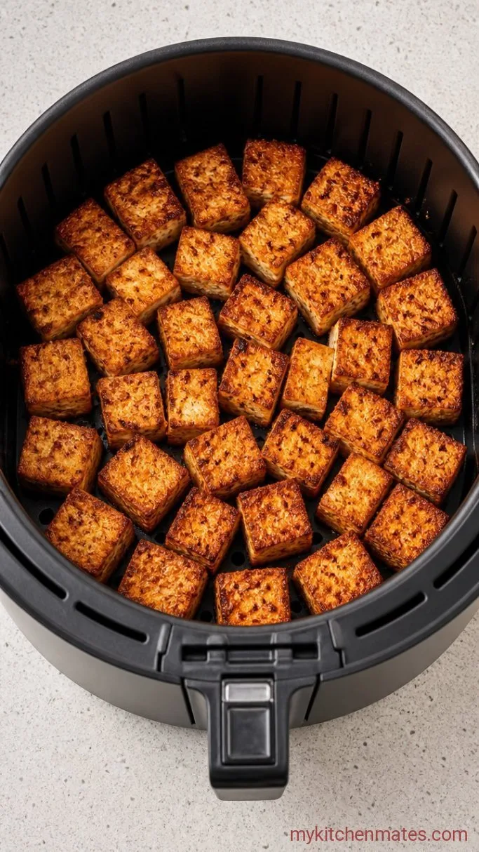 Crispy Air Fryer Tofu in 20 Minutes Step 3: Air Fry Until Golden