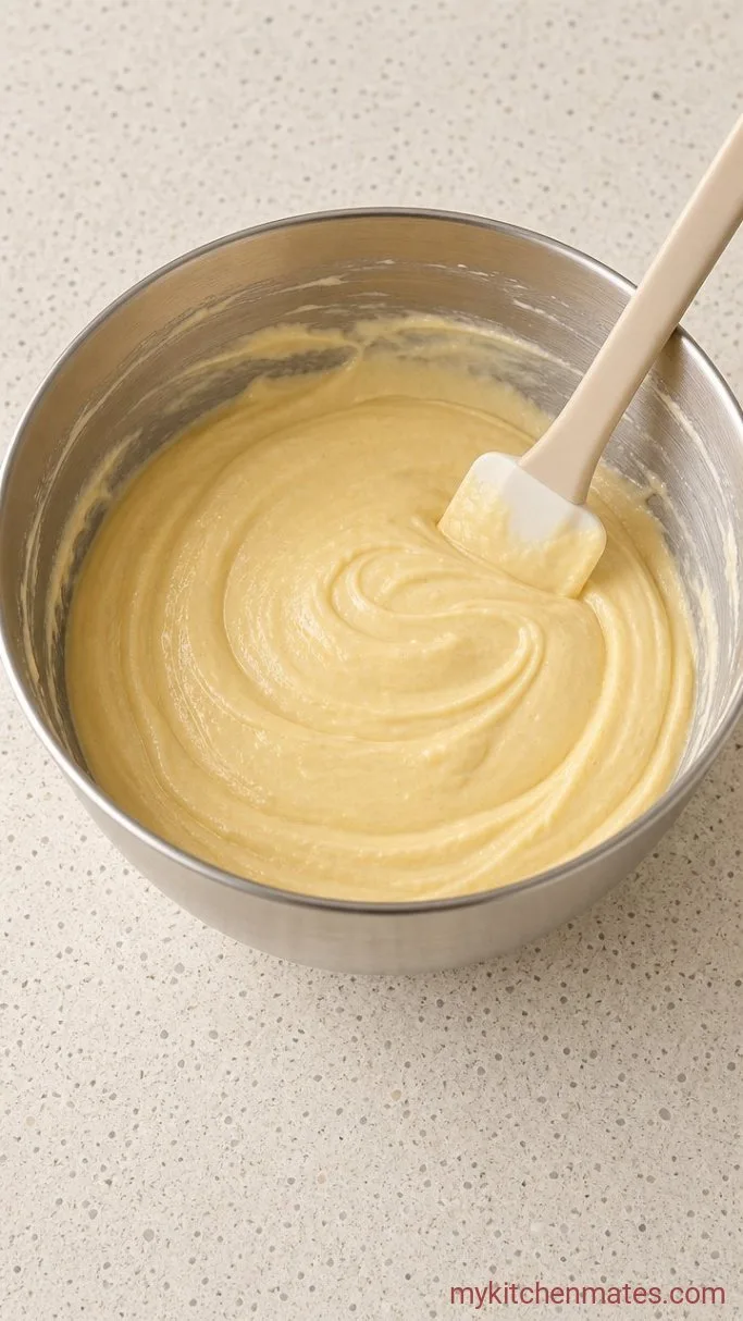 Classic Vanilla Layer Cake with Strawberry Filling Step 3: Alternate the Dry and Sour Cream