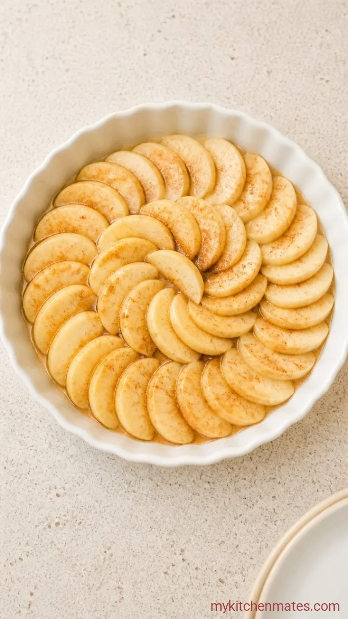 Sticky Caramel Upside Down Apple Pie Step 3: Arrange the Apples