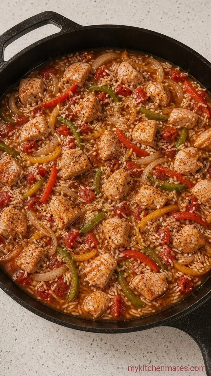 One-Pan Chicken Fajita Casserole Step 3: Assemble and Bake