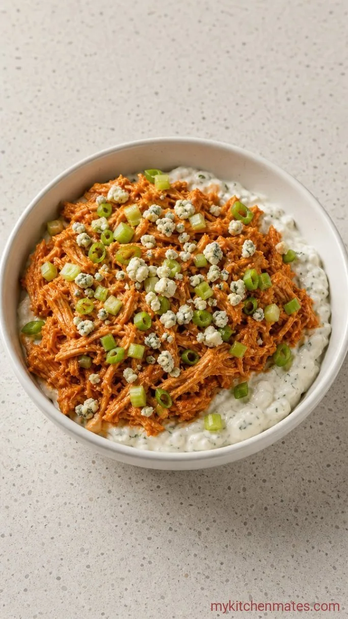 Buffalo Chicken Cottage Cheese Bowl (High-Protein, 5-Minute) Step 3: Assemble the Bowls