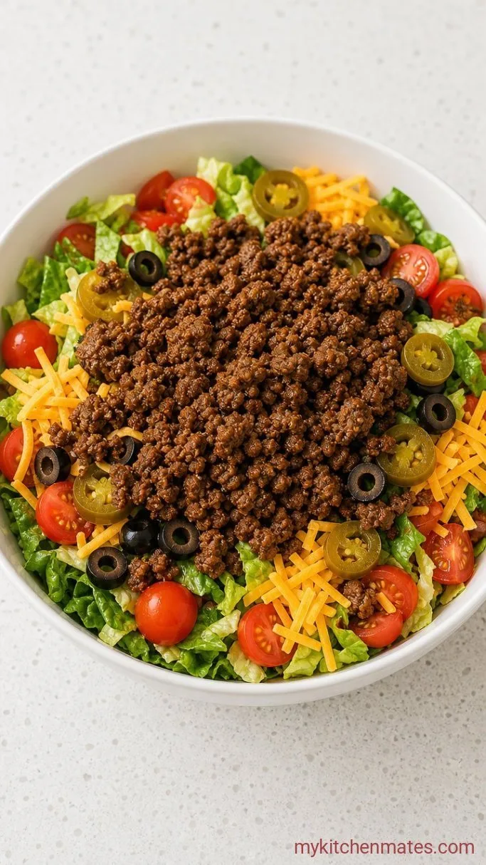 Quick Keto Taco Salad with Creamy Avocado Dressing Step 3: Assemble the Bowls