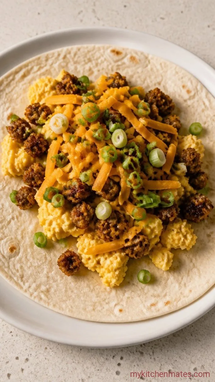 Crispy Skillet Egg Breakfast Burrito Step 3: Assemble the Burrito