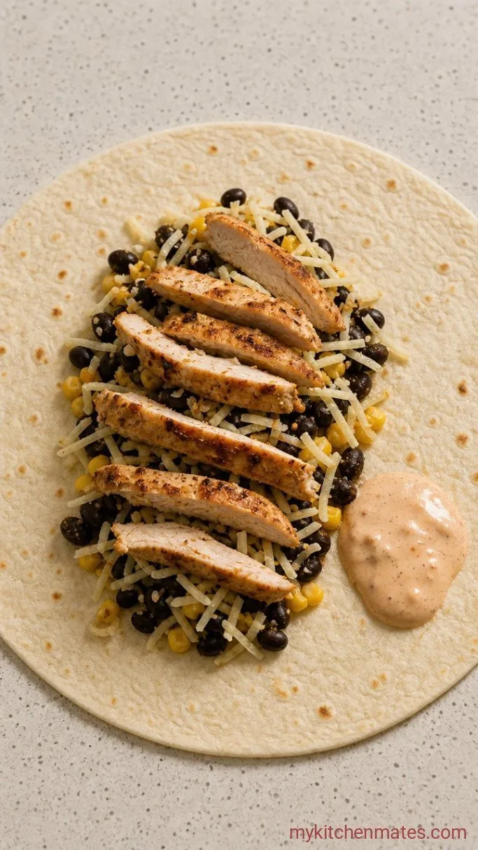 Crispy Grilled Chipotle Ranch Chicken Burrito Step 3: Assemble the Burritos