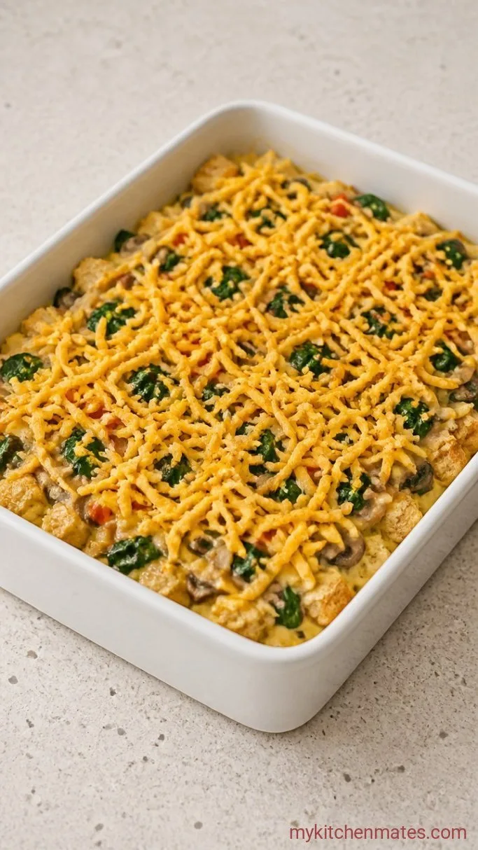 Hearty Vegan Breakfast Casserole with Cheesy Tofu Scramble Step 3: Assemble the Casserole