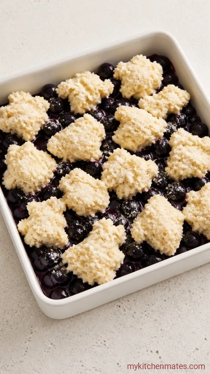 Easy Blueberry Cobbler with Fluffy Biscuit Topping Step 3: Assemble the Cobbler
