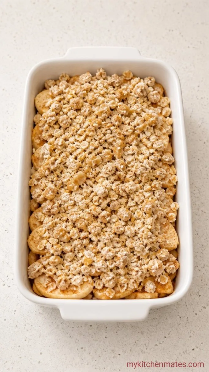 Dairy-Free Apple Crisp with Crisp Oat Topping Step 3: Assemble the Crisp