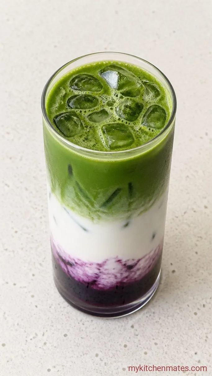 Blueberry Matcha Latte Step 3: Assemble the Latte
