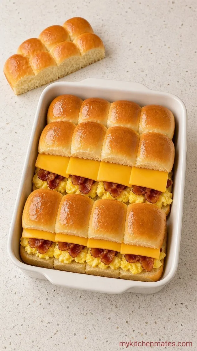 Easy Baked Hawaiian Roll Breakfast Sliders Step 3: Assemble the Sliders