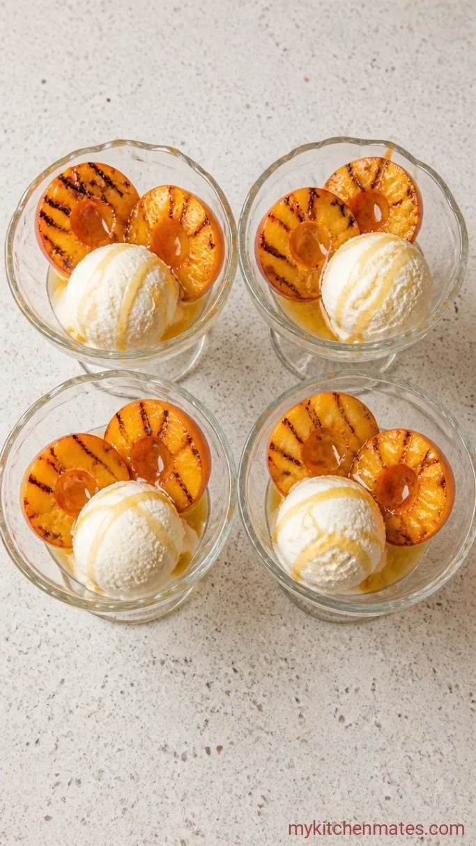 Caramelized Grilled Peaches with Ice Cream Step 3: Assemble the Sundaes