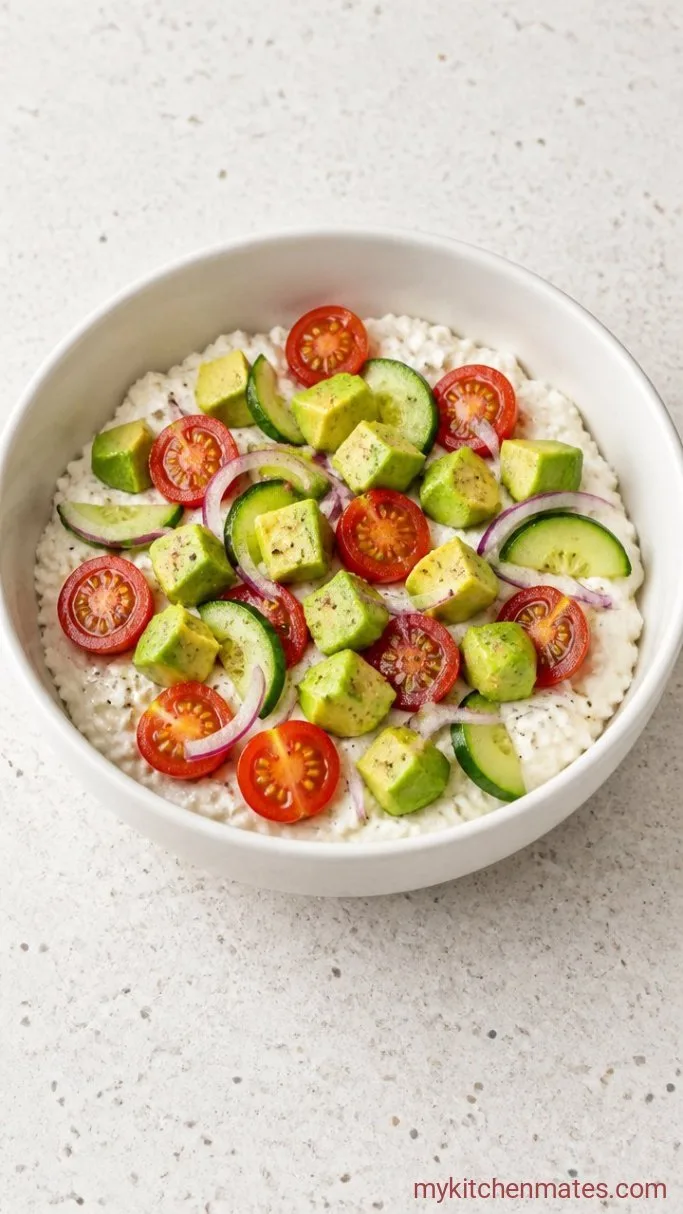 15-Minute Hot Honey Cottage Cheese Bowl Step 3: Assemble the Veggie Toppings