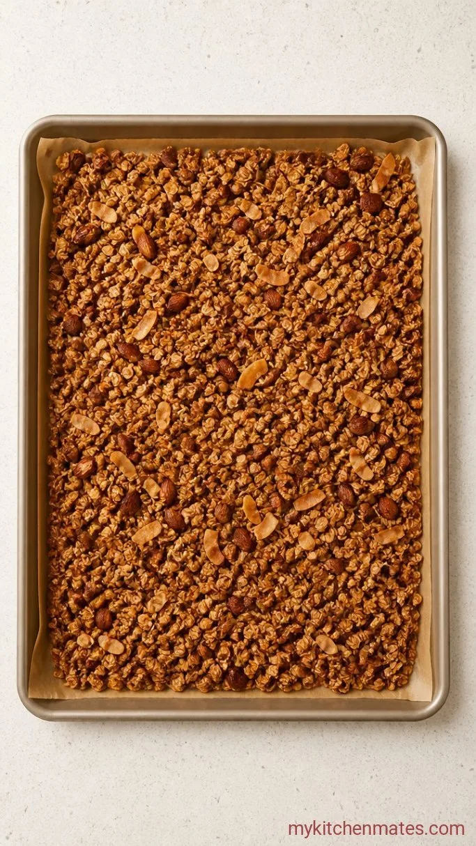 Crispy Sourdough Discard Granola Step 3: Bake Slow and Low