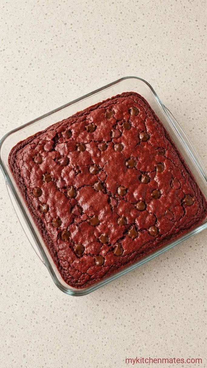 4-Ingredient Red Velvet Box Cake Brownies Step 3: Bake the Brownies