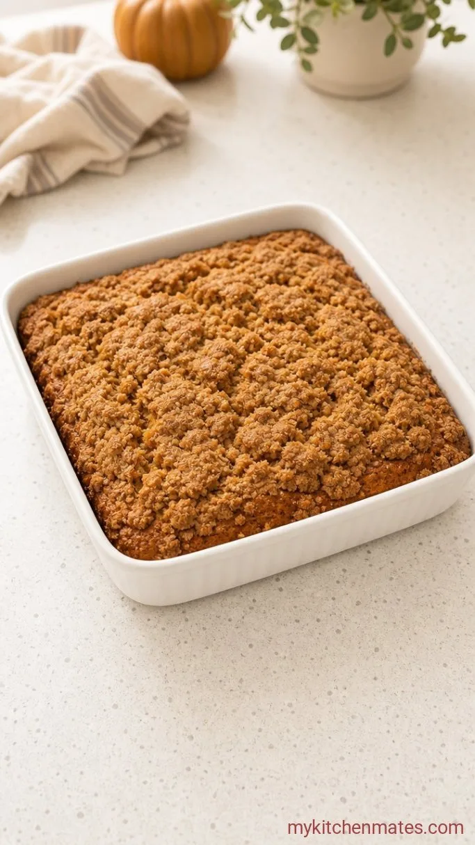 Spiced Pumpkin Coffee Cake with a Buttery Crumb Step 3: Bake the Cake