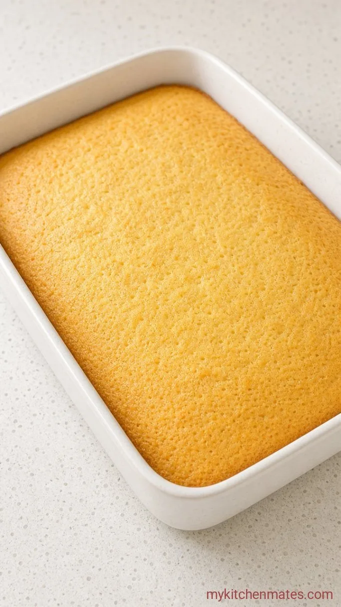 Strawberry Tres Leches Cake Soaked in Real Strawberry Milk Step 3: Bake the Cake