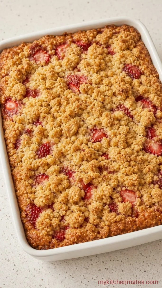 One-Bowl Strawberry Crumble Cake Step 3: Bake the Cake