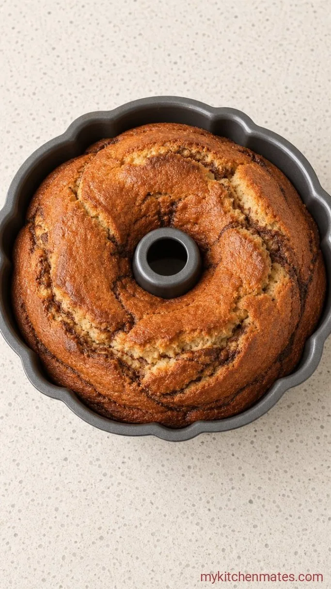 Cinnamon Roll Bundt Cake with Cream Cheese Glaze Step 3: Bake the Cake