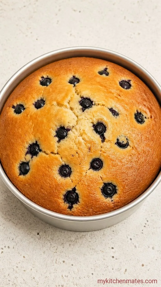 Soft & Tender Vanilla Blueberry Cake Step 3: Bake the Cake