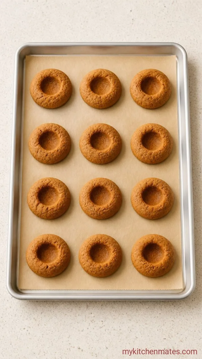 Gingerbread Thumbprint Cookies with Lemon Glaze Step 3: Bake the Cookies