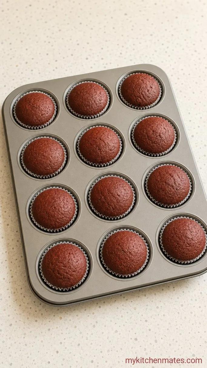 Easy Red Velvet Cupcakes from Cake Mix Step 3: Bake the Cupcakes