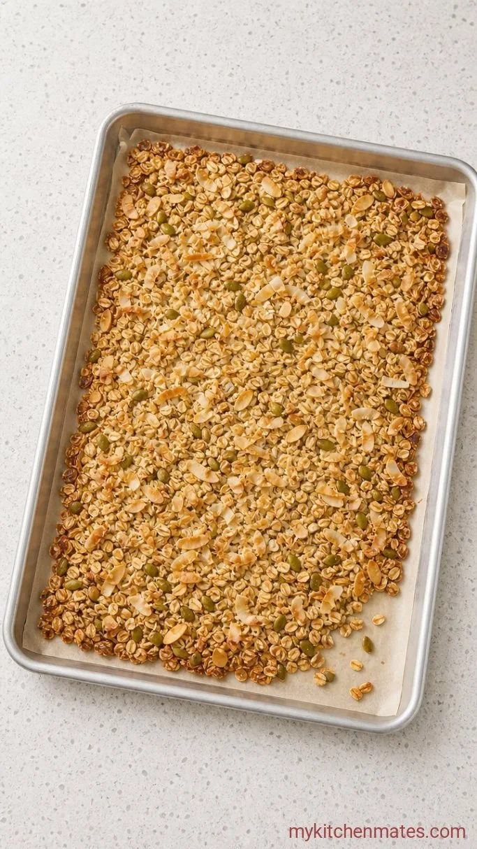 Crunchy Oat-Free Granola with Coconut and Seeds Step 3: Bake the Granola