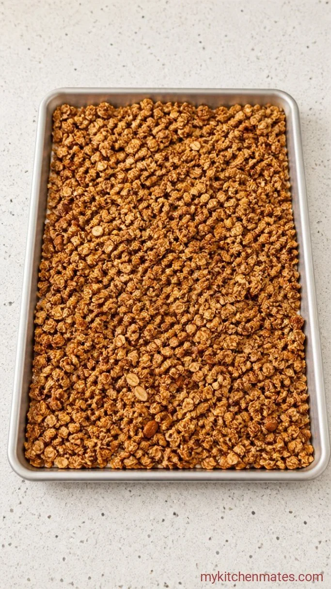 5-Ingredient Vanilla Granola with Big Clusters Step 3: Bake the Granola
