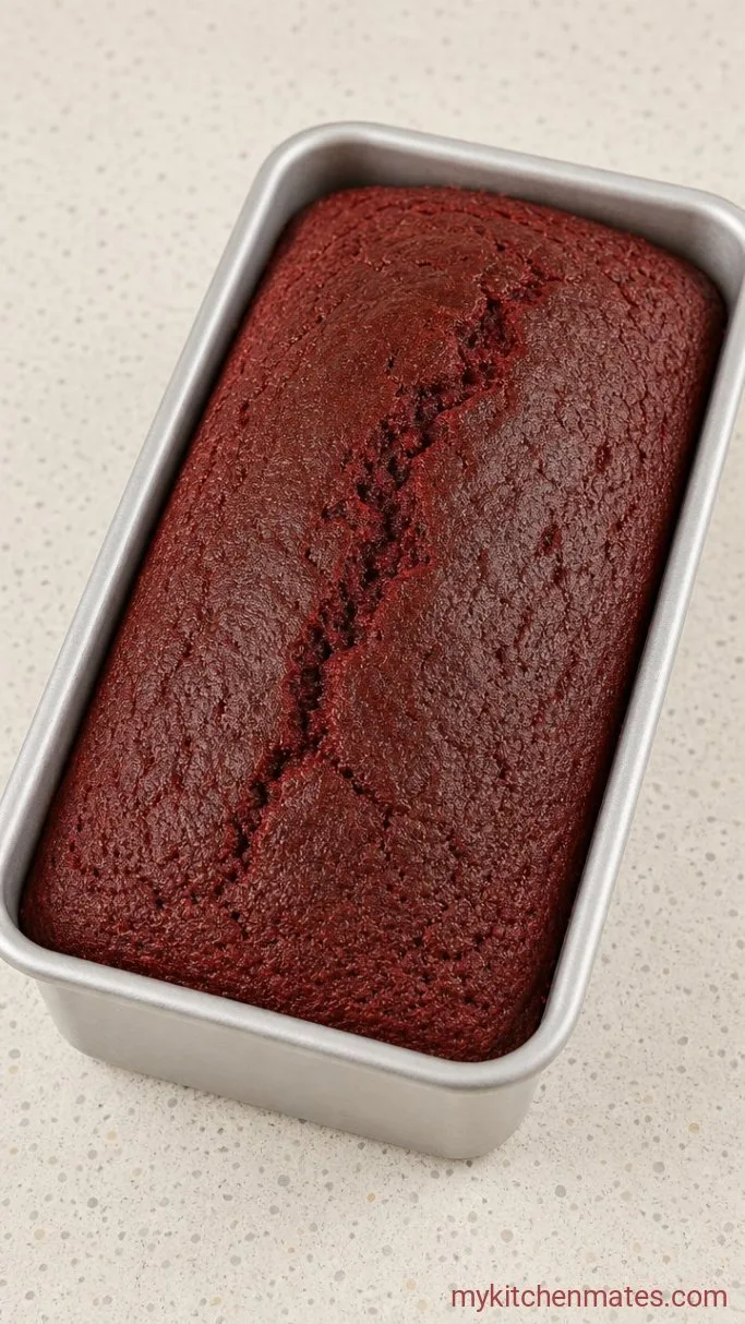 Super Moist Red Velvet Loaf Cake with Cream Cheese Glaze Step 3: Bake the Loaf