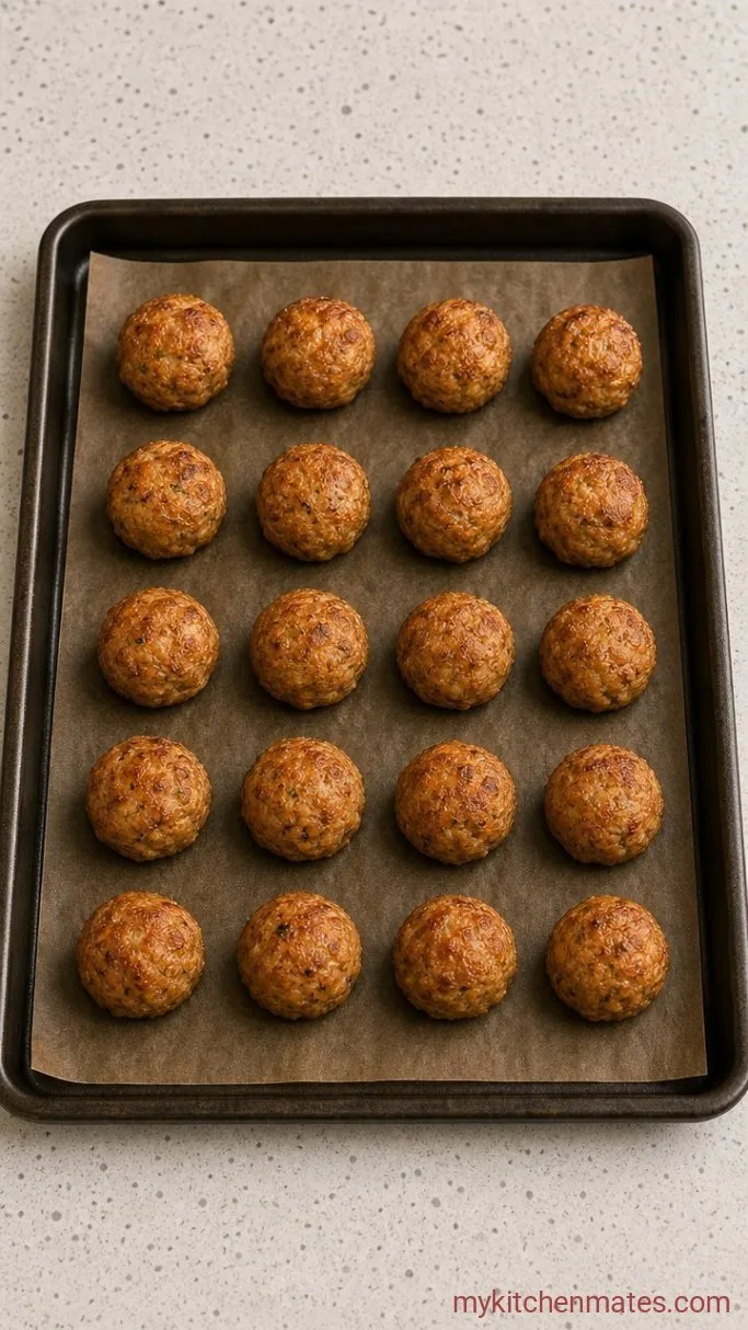 High Protein Meatballs (30 Minutes, Juicy & Easy) Step 3: Bake the Meatballs