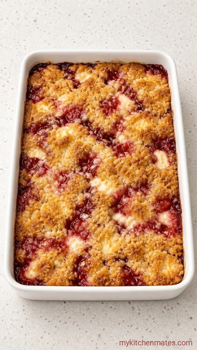 4-Ingredient Strawberry Cream Cheese Dump Cake Step 3: Bake Until Bubbly and Golden