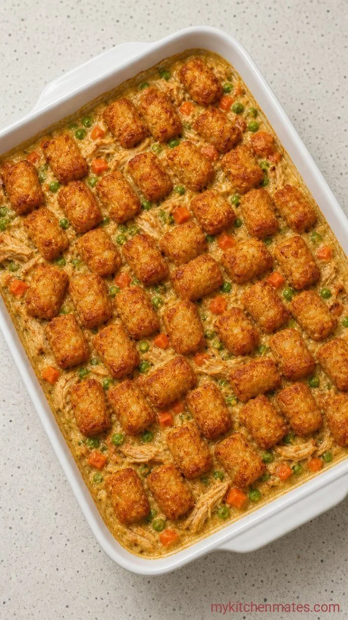 Cheesy Chicken Tater Tot Casserole Step 3: Bake Until Golden and Bubbly