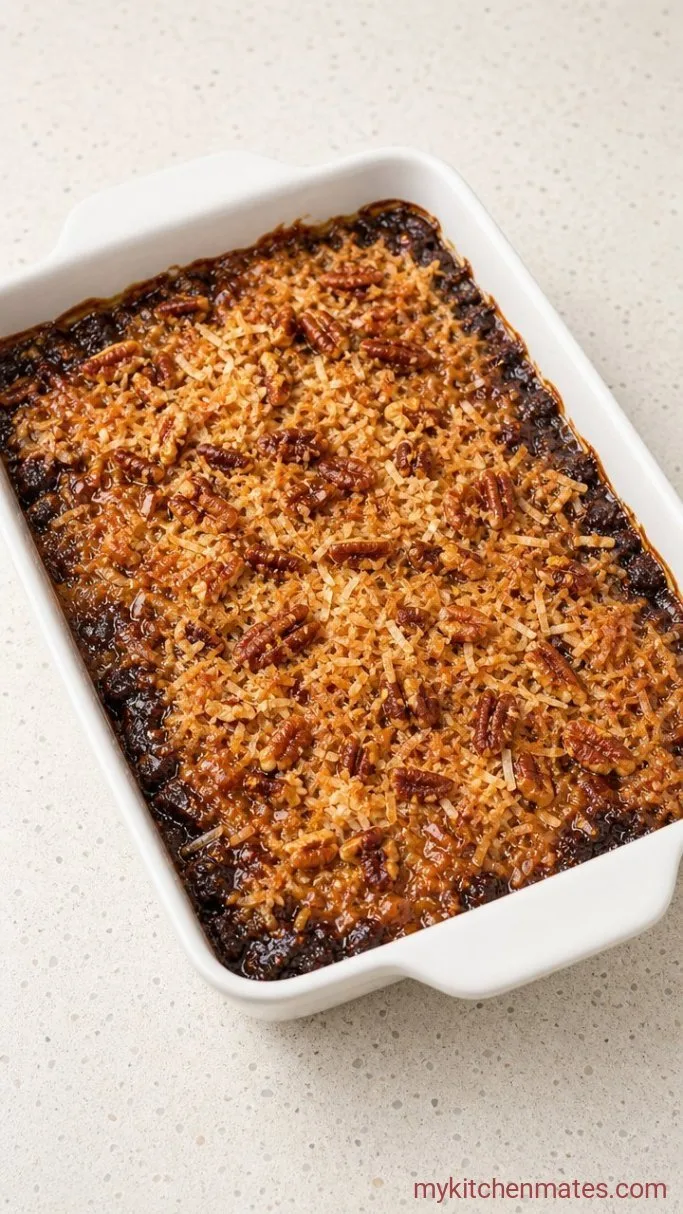 Easy German Chocolate Dump Cake (No Mixer Needed) Step 3: Bake Until Golden and Bubbly