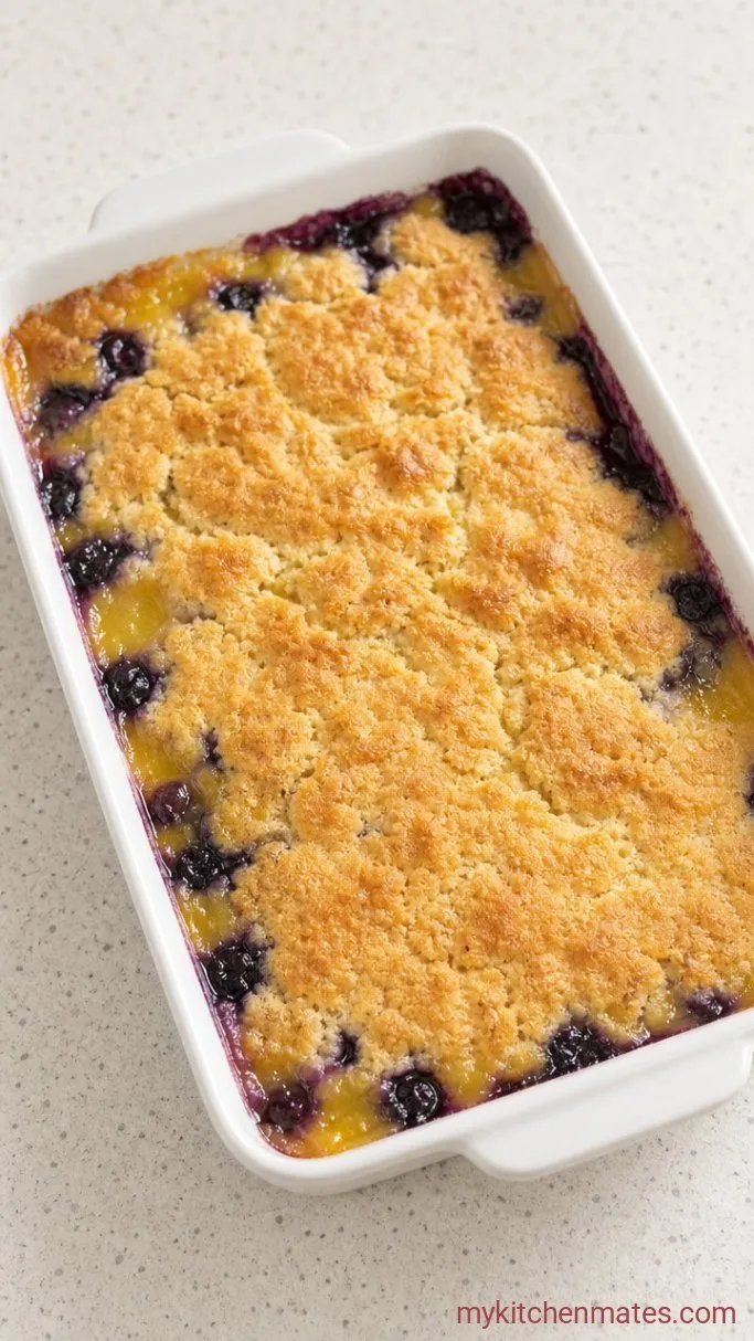 5-Ingredient Lemon Blueberry Dump Cake Step 3: Bake Until Golden and Bubbly