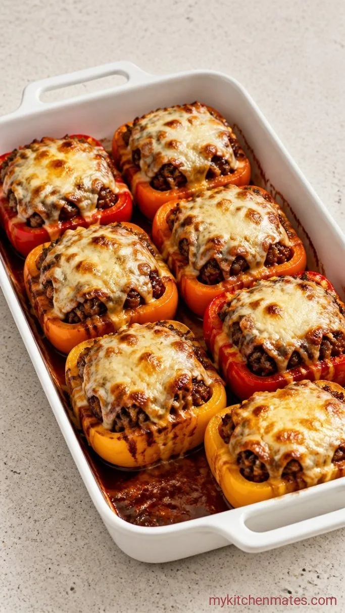 Philly Cheesesteak Stuffed Peppers (Easy Low-Carb Dinner) Step 3: Bake Until Tender and Cheesy
