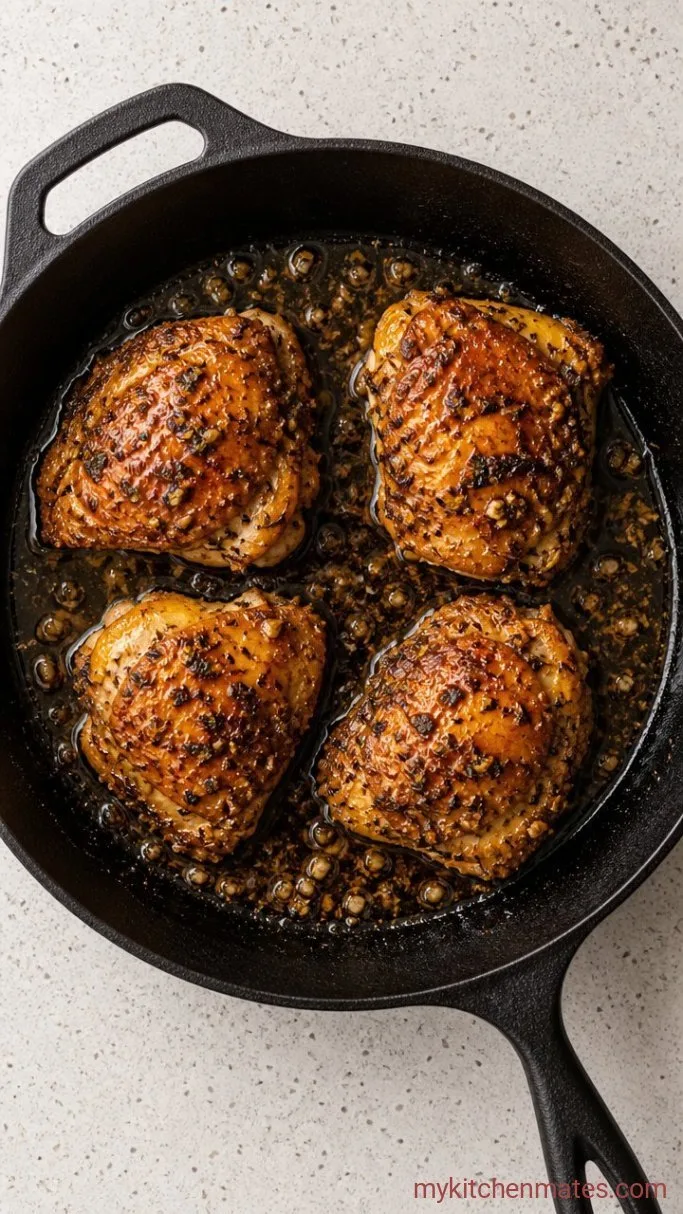 45-Minute Crispy Baked Keto Chicken Thighs Step 3: Baste and Bake the Chicken