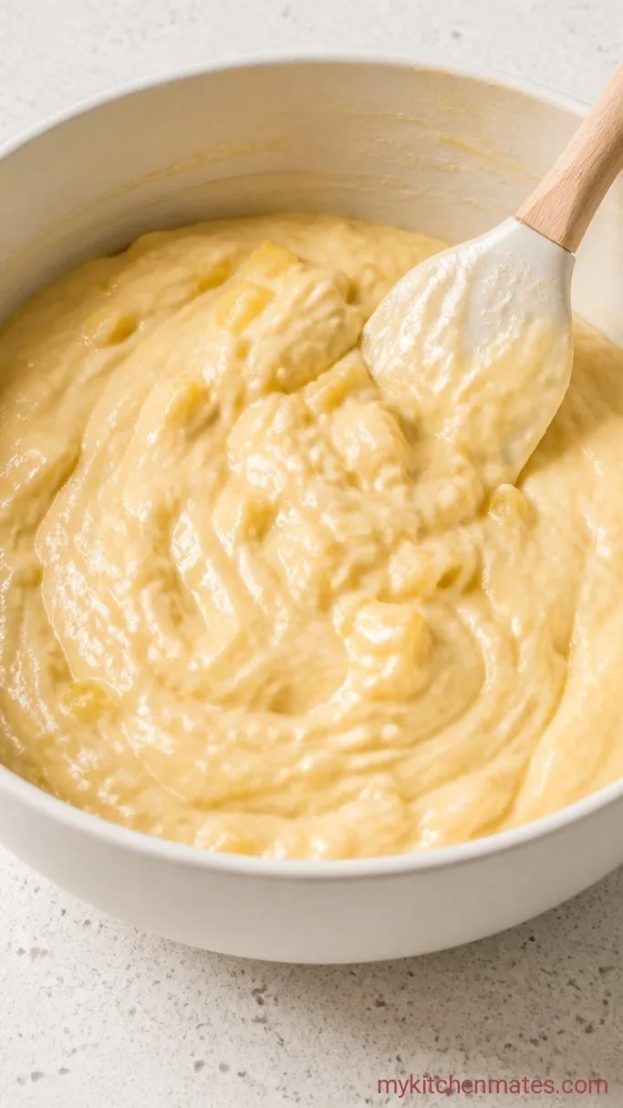 Moist Pineapple Layer Cake with Cream Cheese Frosting Step 3: Beat in the Eggs and Pineapple