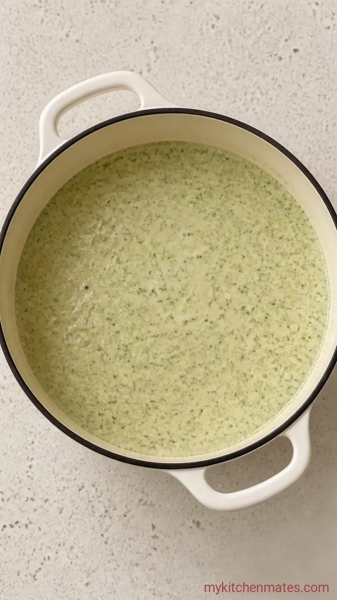 30-Minute High Protein Broccoli Cheddar Soup Step 3: Blend in the Cottage Cheese