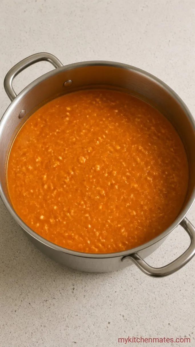 Creamy Cottage Cheese Tomato Soup (High Protein) Step 3: Blend the Soup with Cottage Cheese